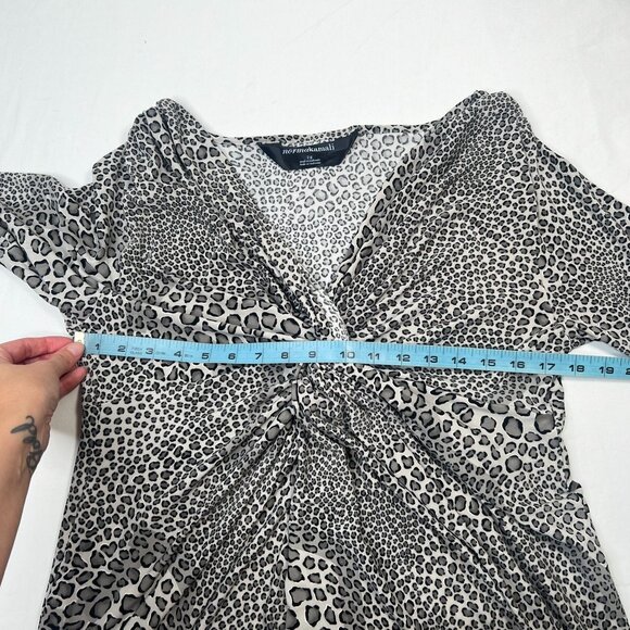 Norma Kamali Cheetah Print Twist Dress Stretch Jersey Grey Animal Print Large - Picture 4 of 10